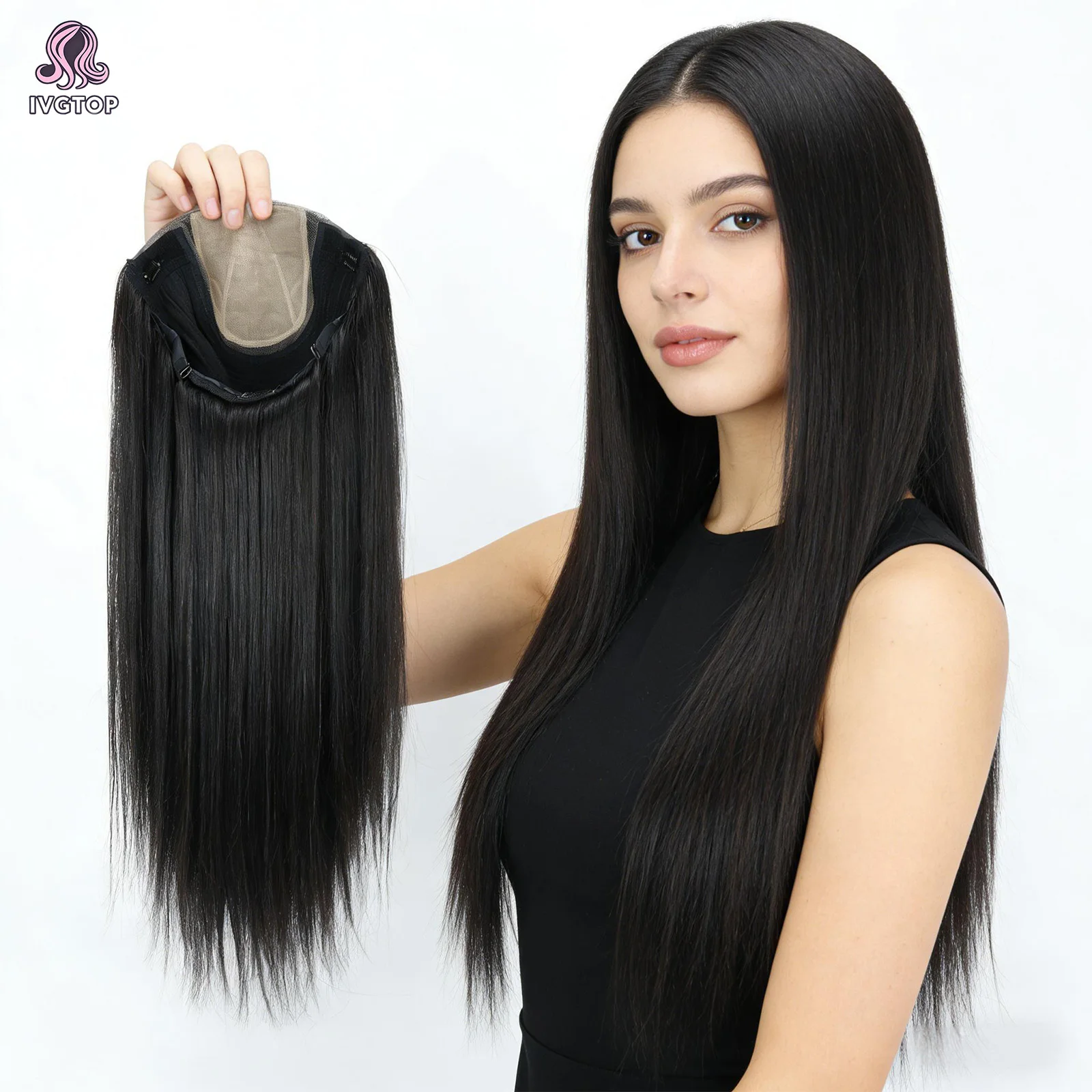 

Натуральный черный парик из шелкового материала, 24 дюйма, из настоящих человеческих волос, с шелковым основанием и полиуретановой окантовкой, для женщин, мягкий, комфортный, обеспечивает комфортное прилегание к коже головы.