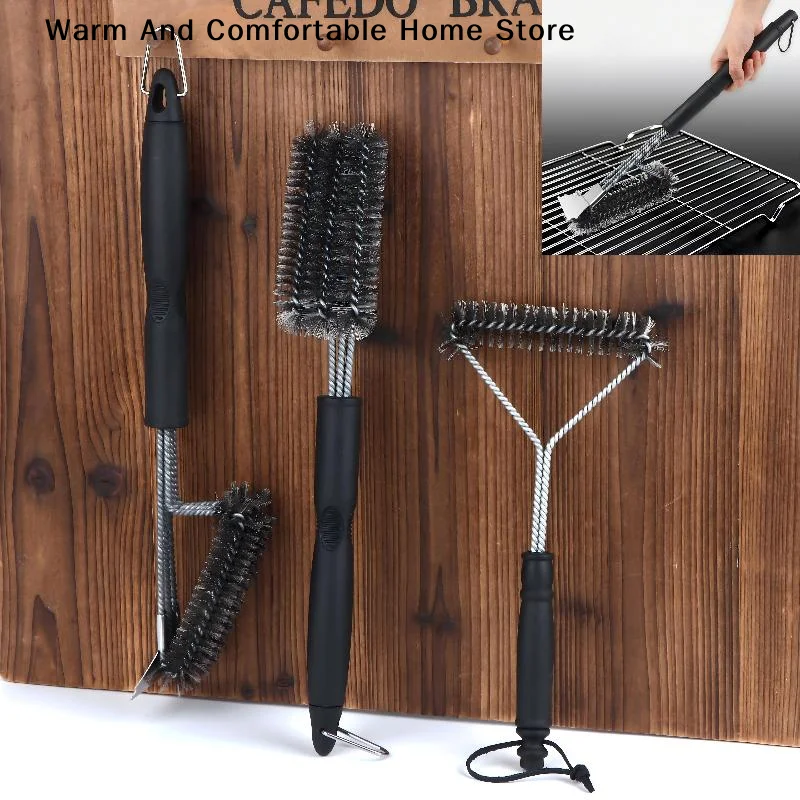 【W】Professional BBQ Grill Brush Made Of Stainless Steel Wire Triangular Brush For Scrubbing BBQ Multipurpose Cleaning Brush