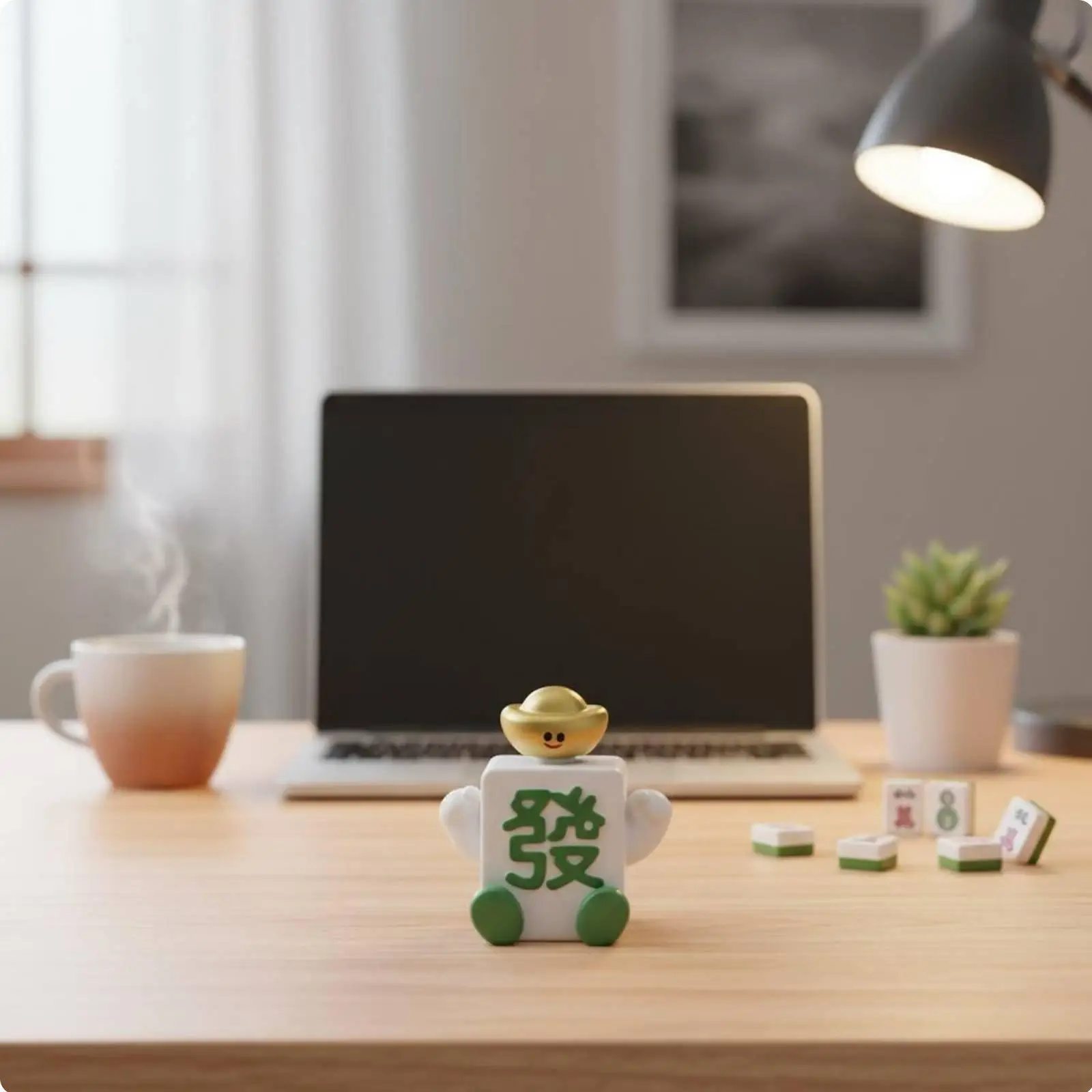 Rotating Mahjong Ornament Creative Gift Fortunate Character Bobblehead