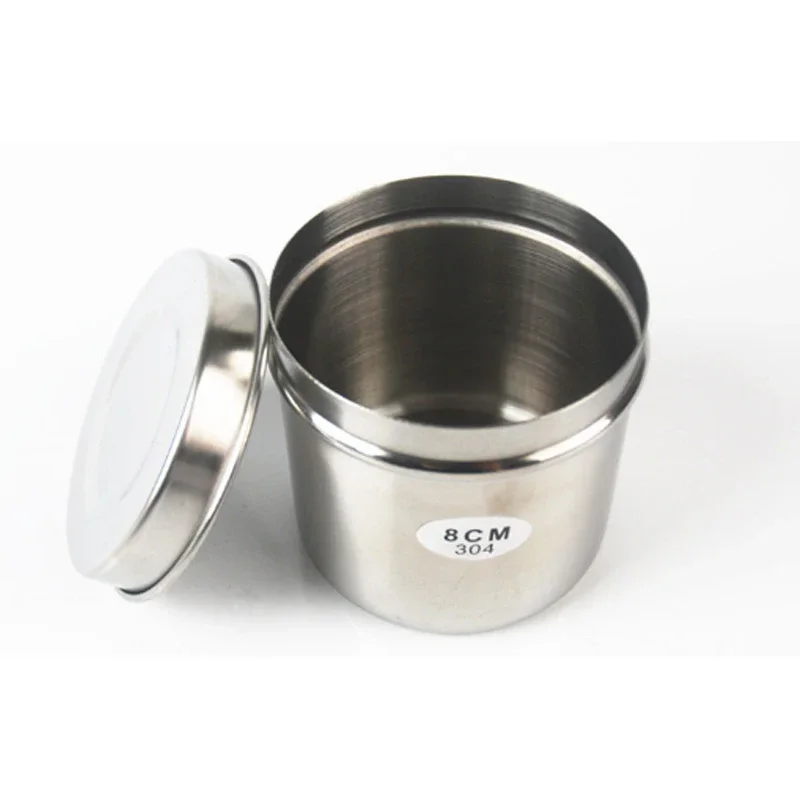 

1pc 8cm Medical Alcohol Round Box 304 Stainless Steel Cotton Tank Cylinder Lab Instrument Tool Storage Convenient with Lid