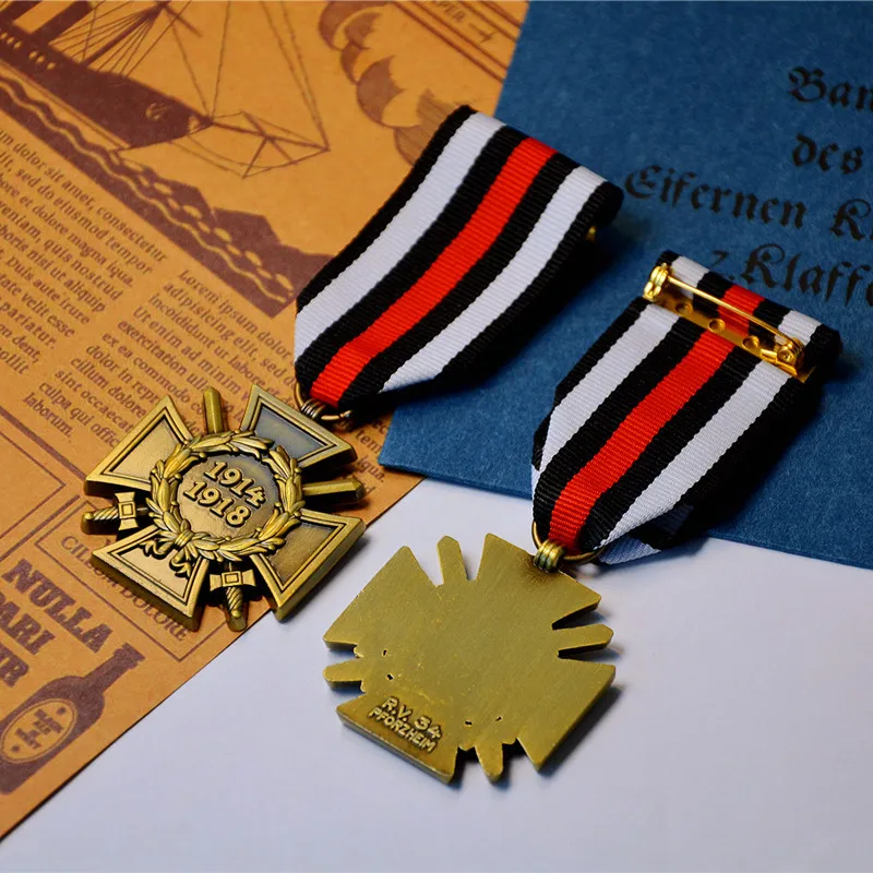 Prussia Germany Medal Hindenburg Honor Cross Badge With Ribbon Retro Vintage Metal Brooch Collection Reproduction Ornaments
