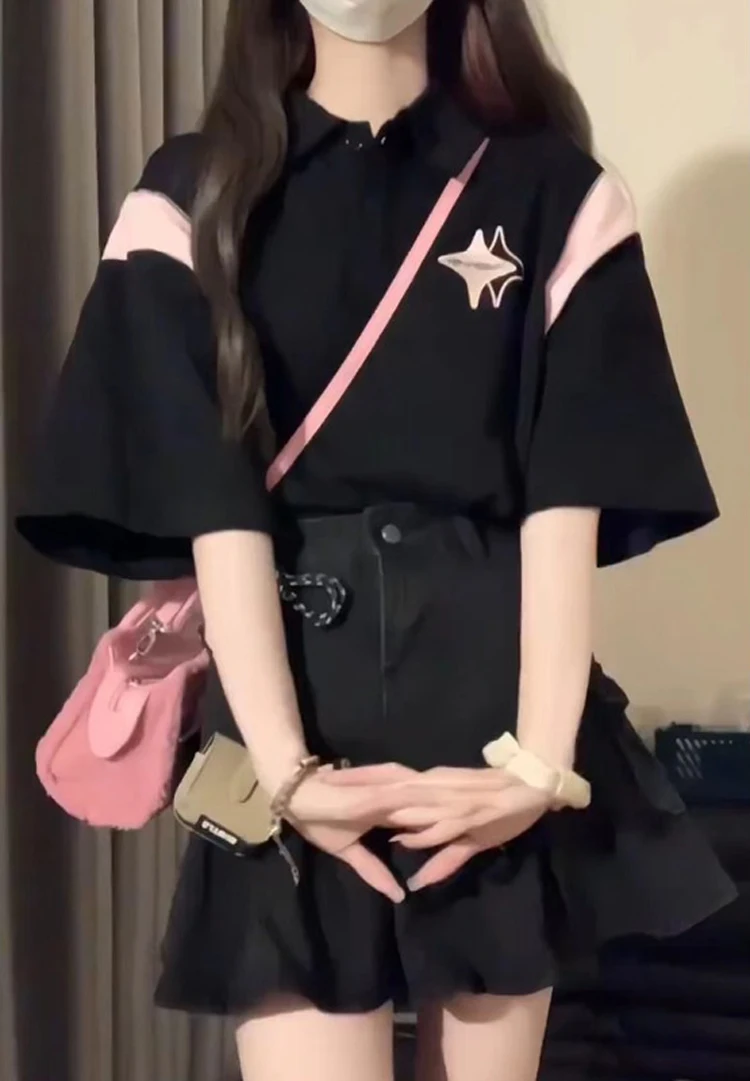 

Женская футболка больших размеров (до 300 фунтов), летняя, свободного кроя, оверсайз, с принтом звезд, корейский стиль, повседневная, стильная...