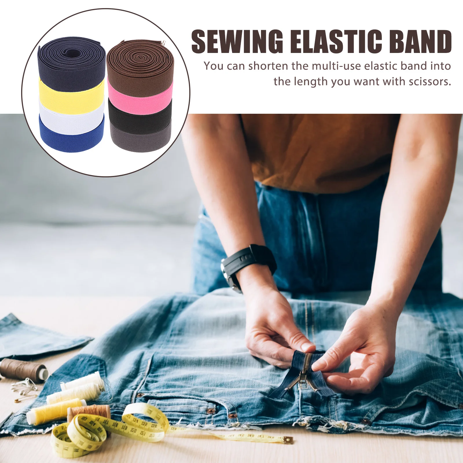 

8Pcs Colored Elastic Bands High-Grade Material Multi-Function DIY Sewing Accessories for Clothing Cuffs Brim Shorts Skirts