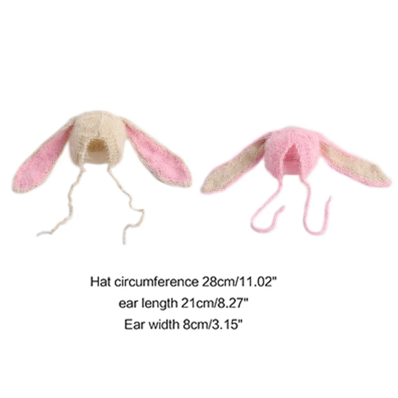 B2EB Infant Photography Props Rabbit Hat Photo Caps Newborns Costume Hat Universal Baby Shower Party Hat Photo Headwear