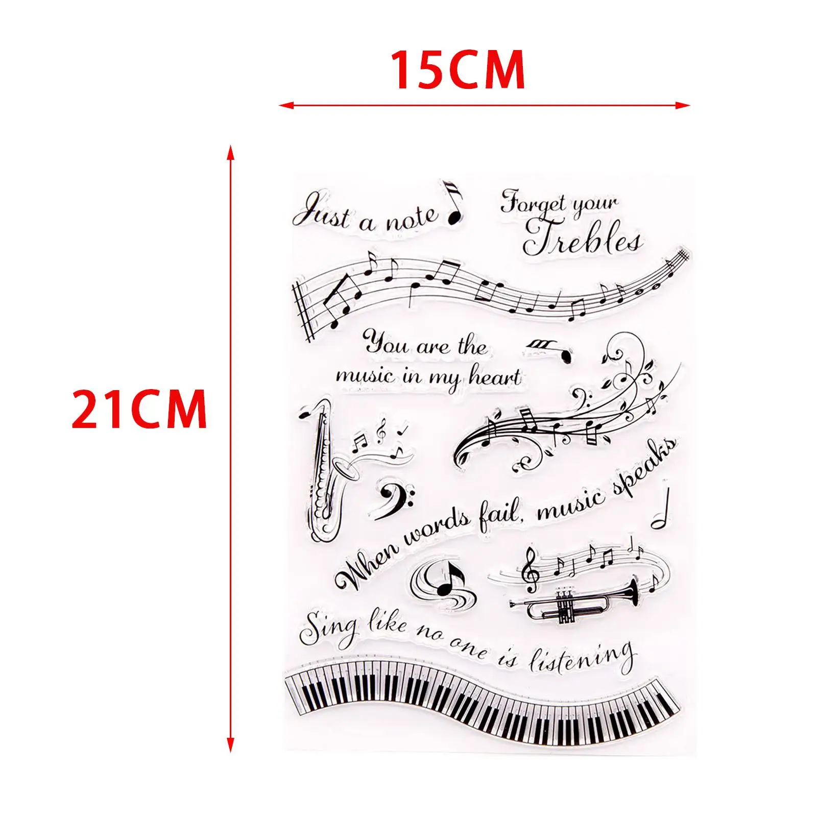 Music Theme Letters Stamps Artwork Lightweight Clear Stamps DIY Handicraft for Journals Album Holidays Cards Making Decoration