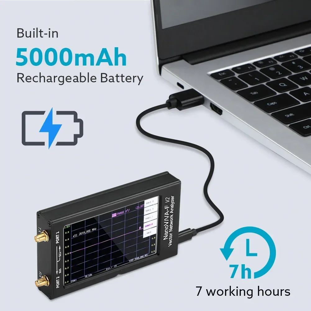 Analyseur de réseau vectoriel NanoVNA-F V2, analyseur d'antenne, 4.3 pouces, 50 ENTER-3GHz, HF, VHF, UHF, VNA, batterie 5000mAh, métal en aluminium
