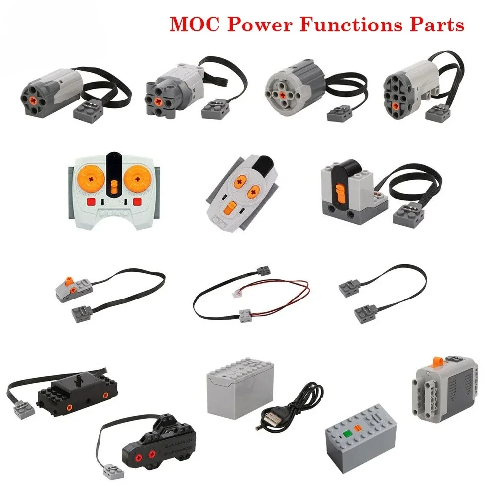 

Technical MOC Power Functions Parts Servo Train Buggy M Motor 8883 Modified IR Remote Power Group Sets Lithium Battery Box 9686