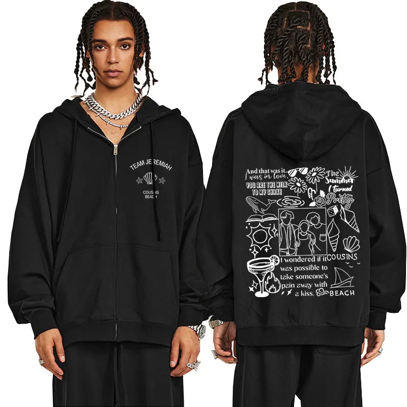 

TV Play The Summer I Turned Pretty Team Jeremiah Cousins Beach Graphic Zipper Hoodie Men Women Vintage Oversized Zip Up Jacket