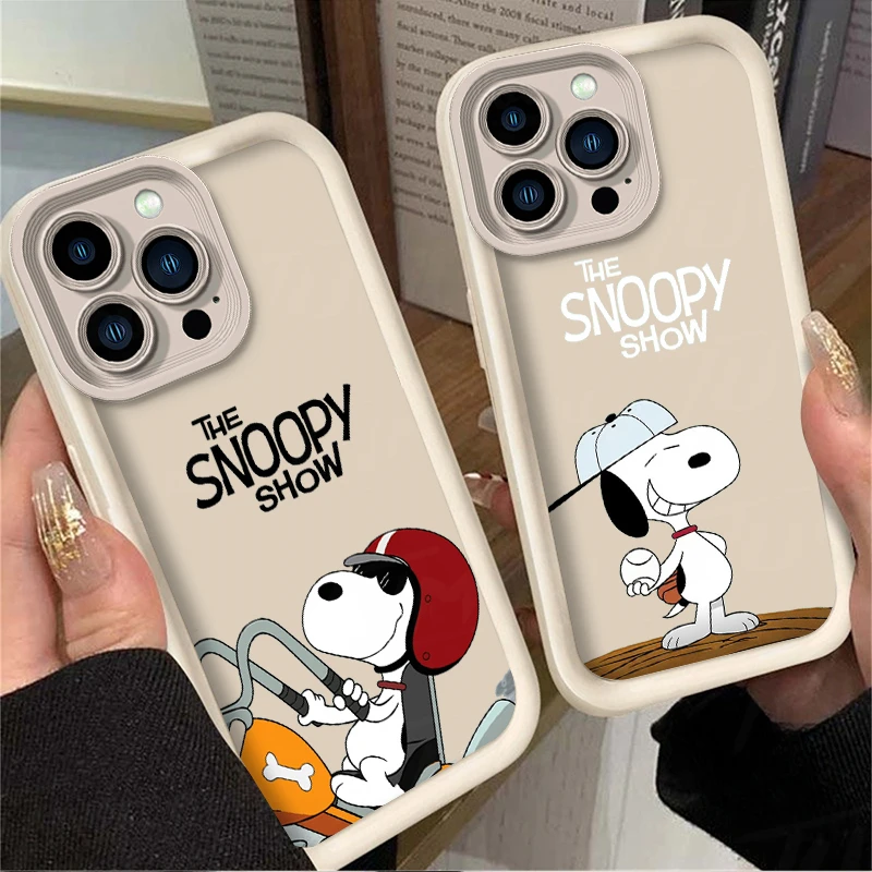 Cartoon S-Snoopys TPU Case for iPhone 16 15 14 13 12 11 Pro Max XS X XR 8 7 6S Plus SE 2020 Soft Silicone Protector Back Cover