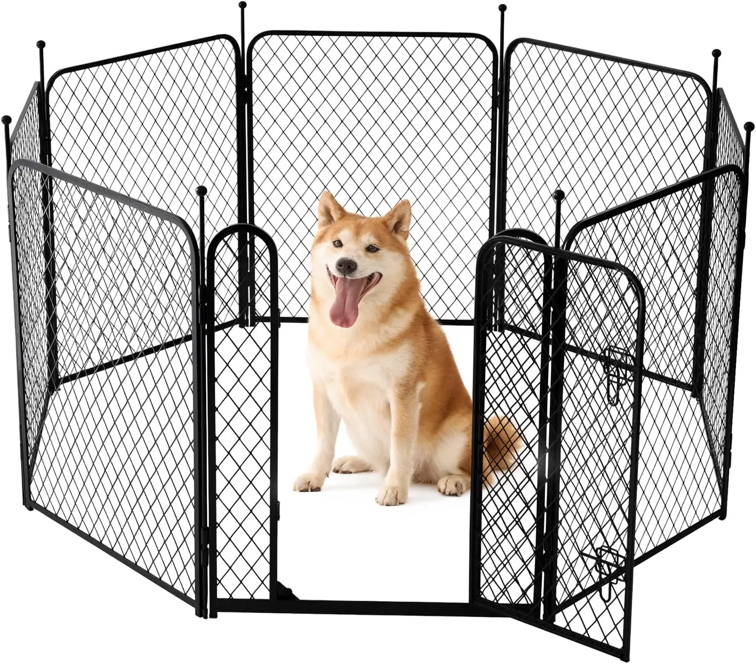 

Paw Safe Dog Playpen for Indoor, 32 Inch 8 Panels Anti-pinch Diamond Mesh Dog Fence for Small Medium Dogs, Metal Stable Dog Play