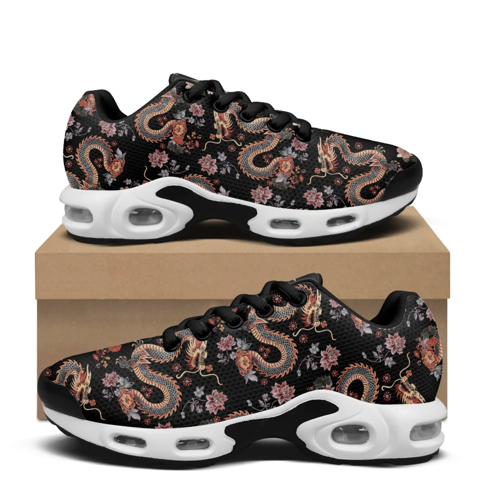PENSTROLL Dragon Floral Modern Walking Shoes Tennis Sneakers for Running Lightweight Running Tennis Shoes