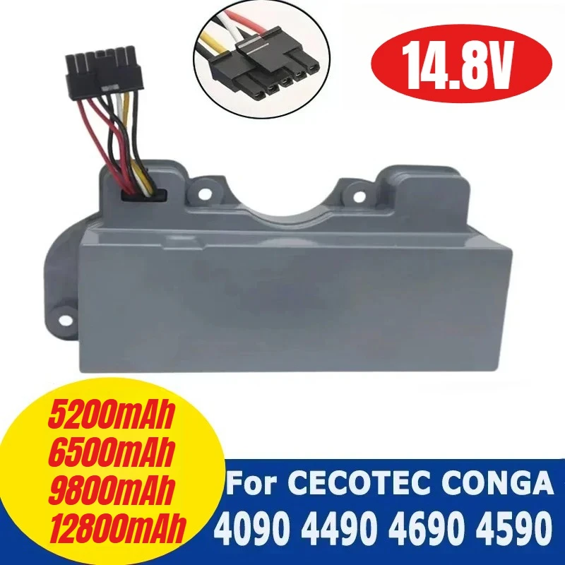 

14.8V 12800mAh New for CECOTEC CONGA 4090 4490 4690 4590 Mopping Robot Battery Pack