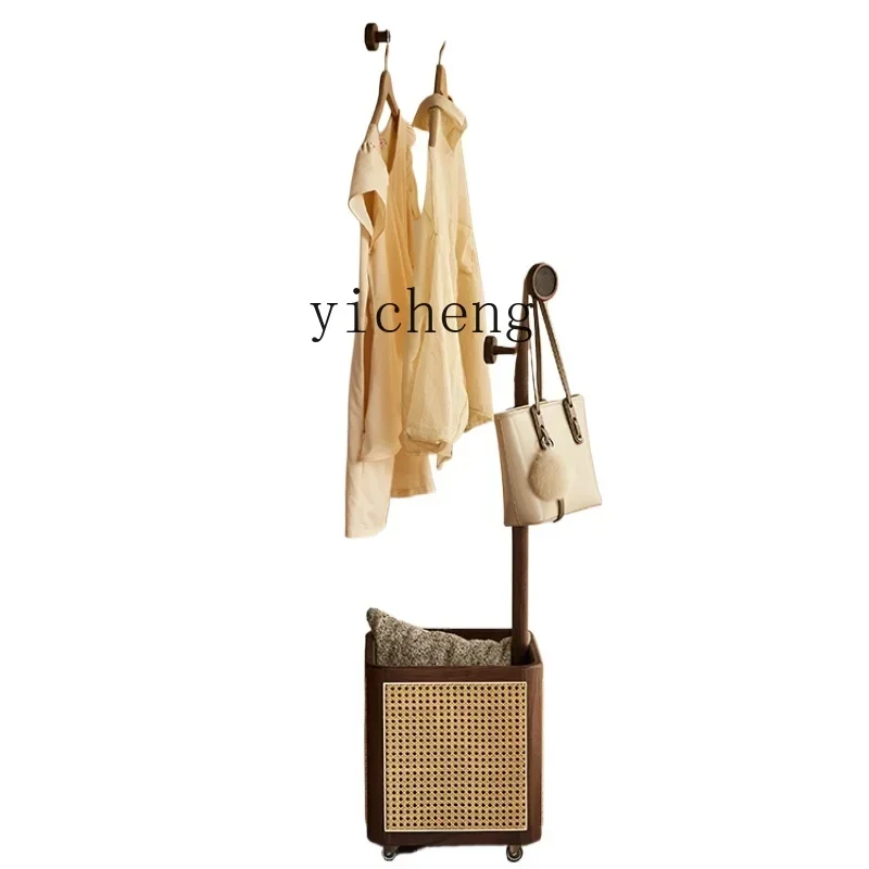 coat rack floor-to-ceiling bedroom solid wood hanger household multi-functional ash wood removable hanger