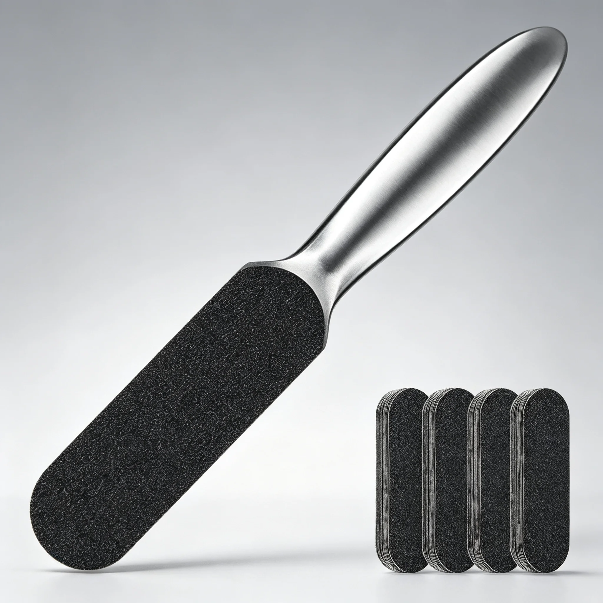 1/20pieces Stainless Steel  Pedicure Feet Care Metal Handle Foot and Coarse of Fine For Refill File Grit Sanding Grit Cloth Rasp