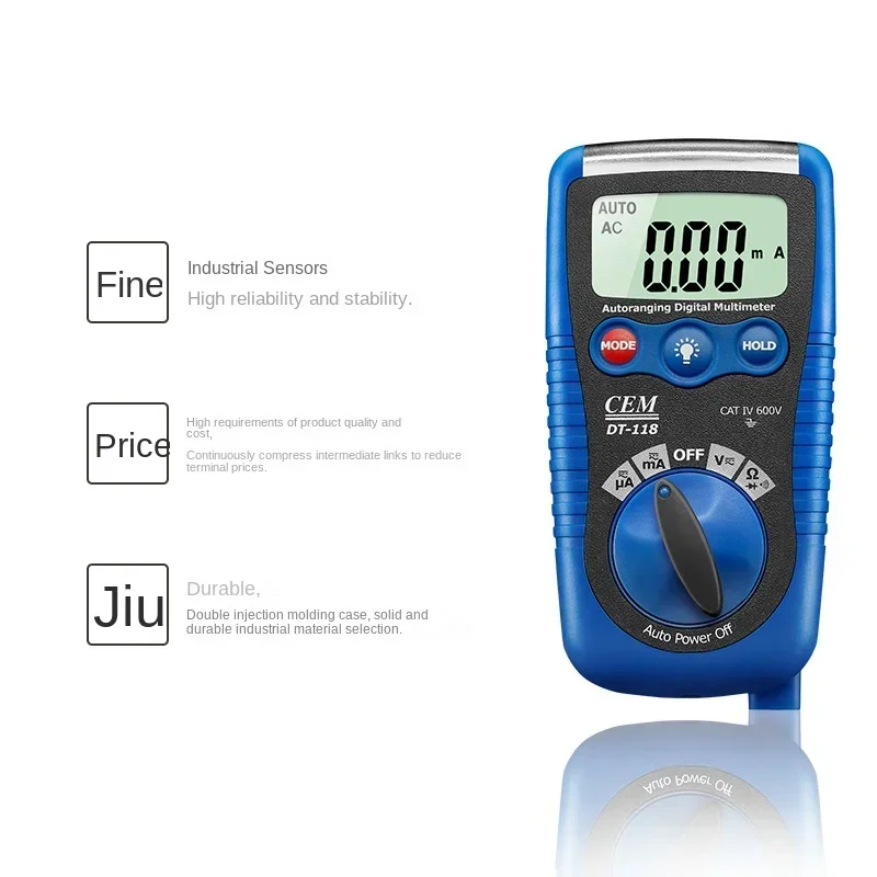 DT-118 Multimeter Digital Pocket High Precision Portable Industrial Automotive Household Automatic Digital Display Meter