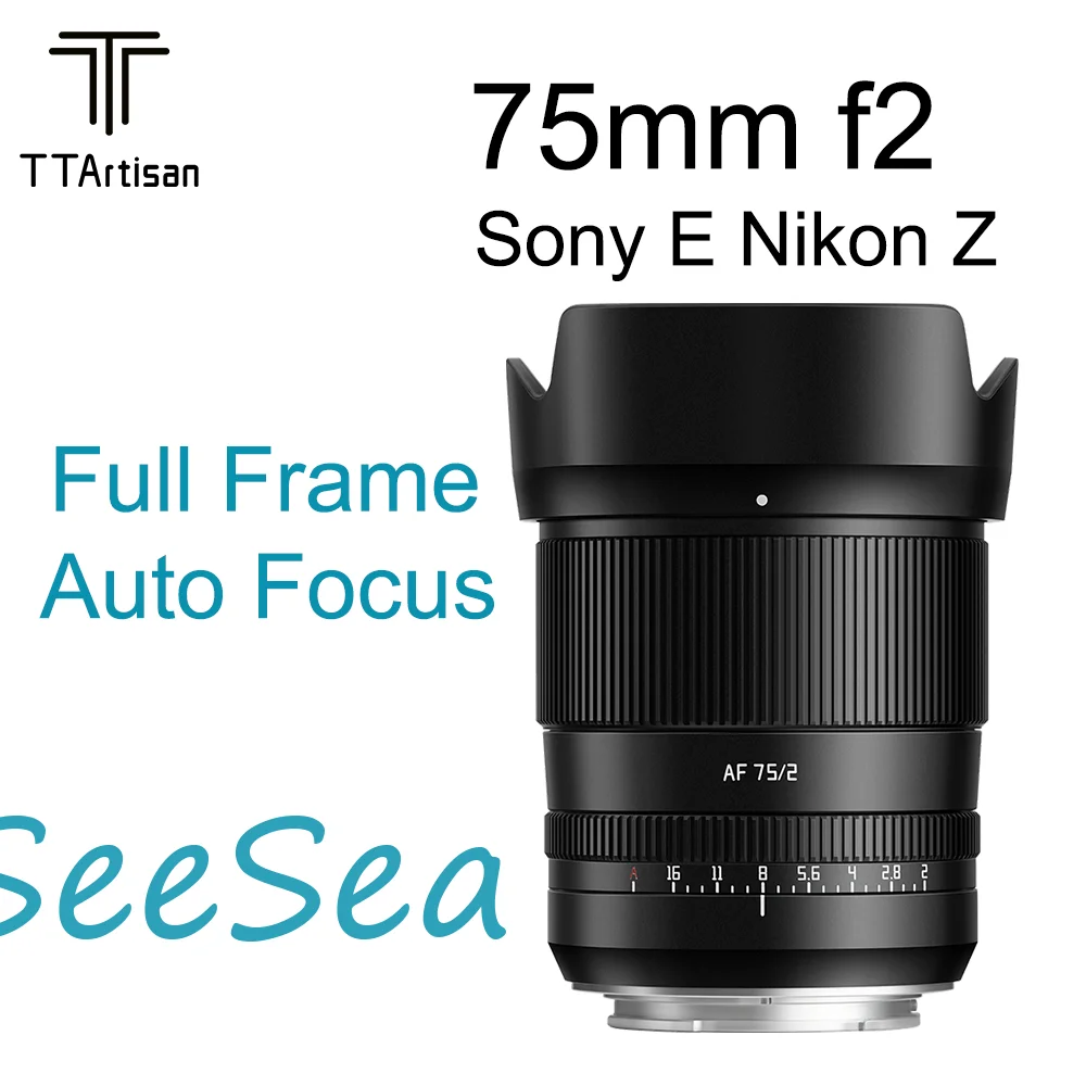 TTArtisan 75mm f2 Full Frame Auto Focus Lens for Sony E / Nikon Z Mount Mirrorless Cameras