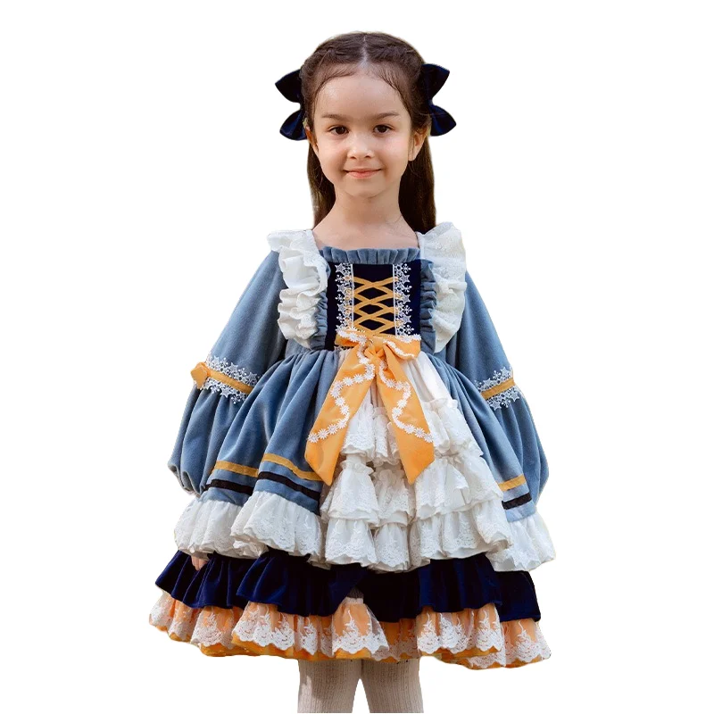 

2024 New Autumn Girl Dress Long Sleeved Lolita Style Girl Princess Dress Girl Birthday Gift Party Dress 1-10Years