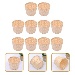 10 Pcs Woven Basket Storage Farmhouse Organizer Laundry Baskets Flower for Party Favors Bamboo Wood Food