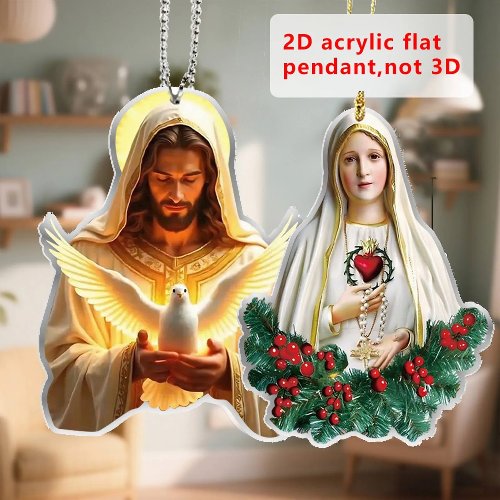 2D Flat Acrylic God's Prayer Pendant Mini Car Backpack Hanging Decoration Keychain Accessory Holiday Gift for Believers