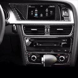 Carbon fiber Center Console Air conditioning CD Panel Cover Trim Frame Sticker Auto Accessories For Audi A4 B8 A5 S4 Car Styling