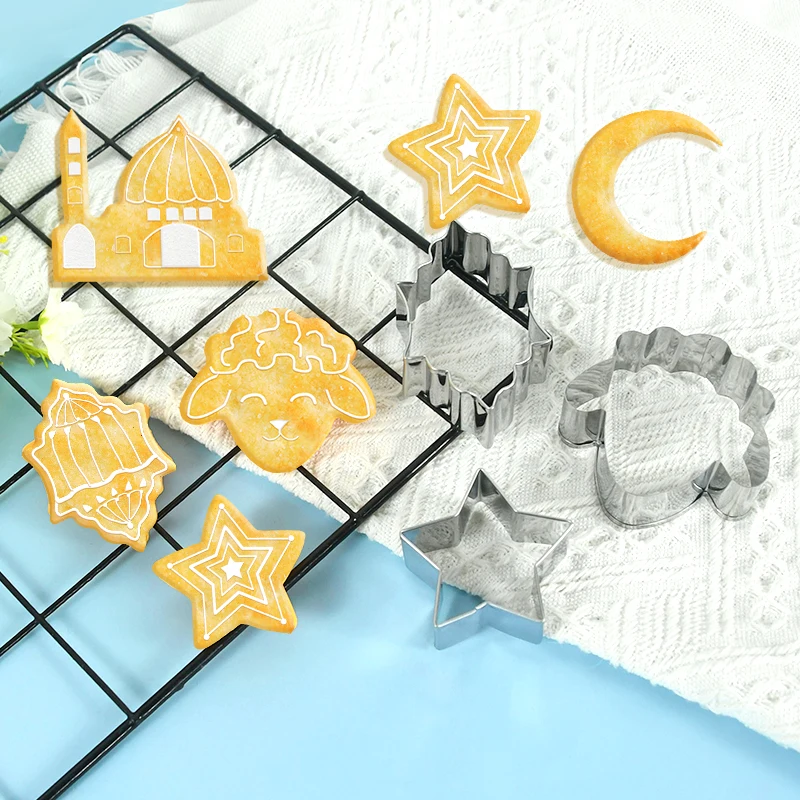 

Ramadan Cookie Cutters Moulds Eid Mubarak Moon Star Shape Biscuit Mold DIY Fondant Pastry Decorating Baking Muslim Kitchen Tools