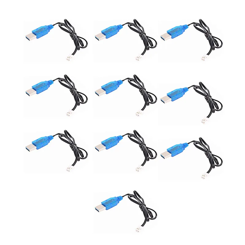 10PCS 3.7V 400mA PH2.0-2P Female USB Charger Cable for Rechargeable Li-ion Battery Electric RC Aircraft Car Toy PH-2.0 Plug