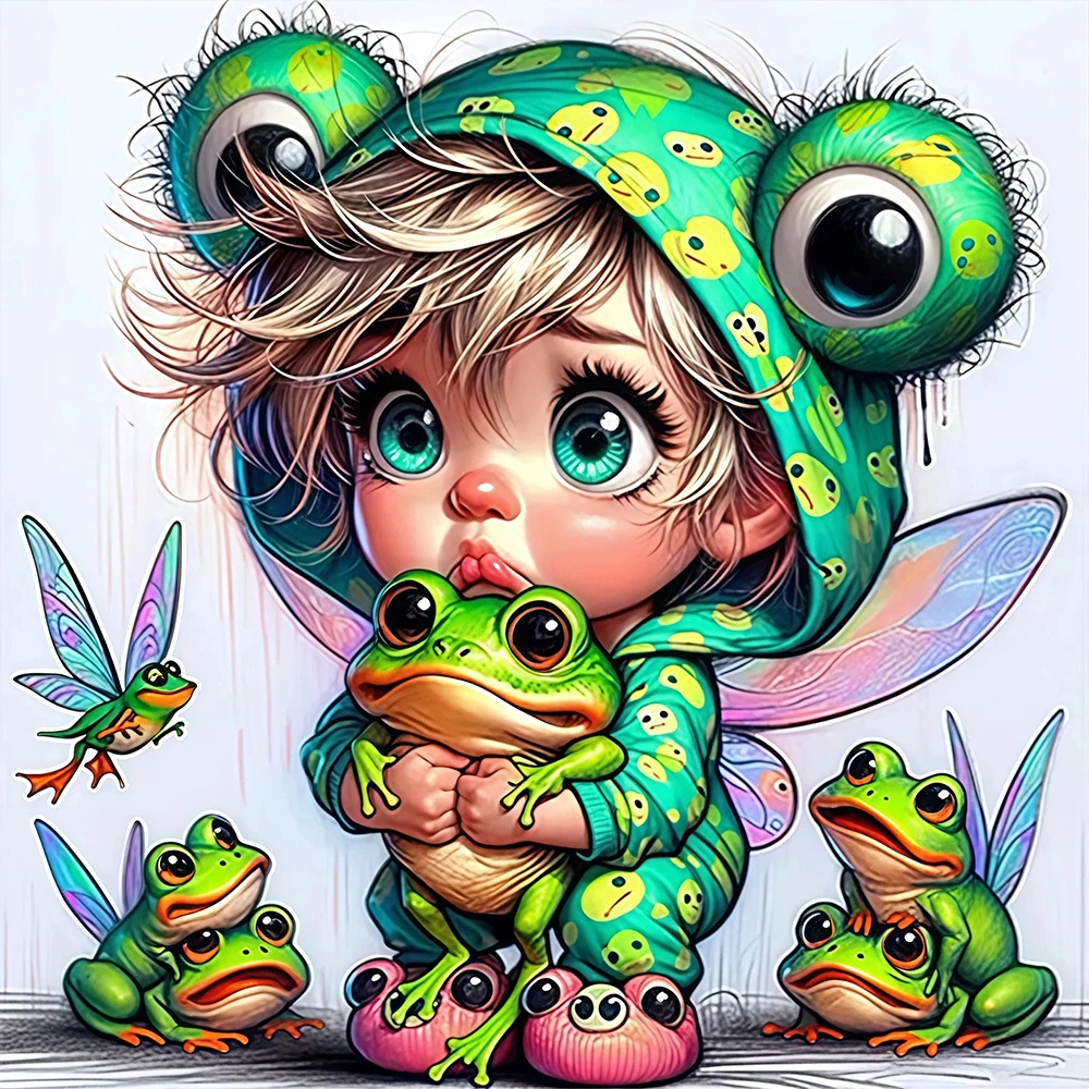 EverShine DIY Diamantmalerei Frosch 5D Vollquadrat Runde Steine Mosaik Mädchenporträt Stickerei Tier Moderne Heimdekoration