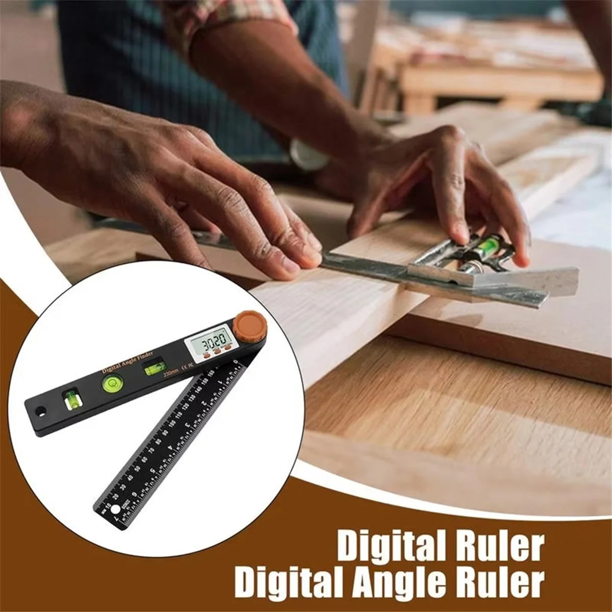A002 4 in 1 Digital Display Angle Ruler Protractor LCD Display Angle Measuring Tool Woodworking Accessories