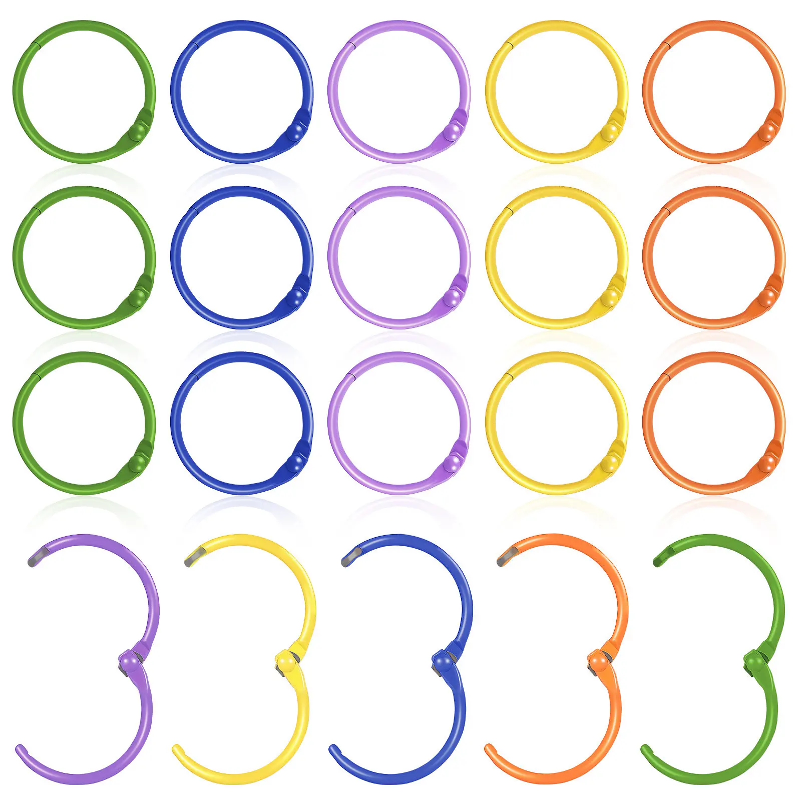 

50Pcs Small Metal Binder Rings Reusable Snap Open Rings for Organizing Cards Keys Notebooks Office School Home Binding