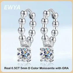 EWYA Real 0.5CT 5mm D Color Moissanite Drop Earrings for Women S925 Silver Plated PT950 Pass Diamond Test Earring Fine Jewelry