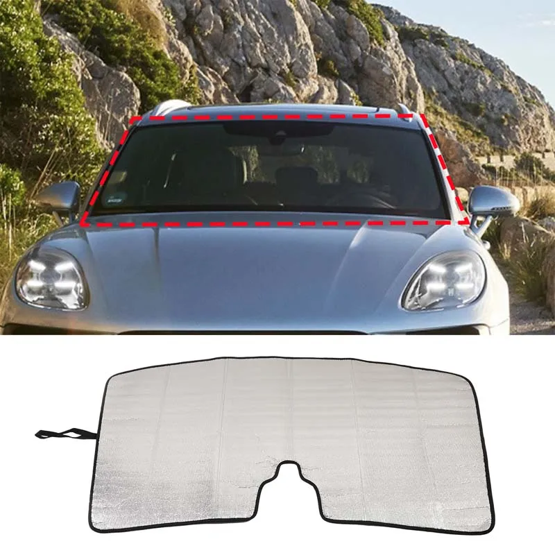 

For 2014-2023 Porsche Macan Aluminum Foil Silver Car Front Glass Anti-UV Sunshade Car Interior Protection Accessories