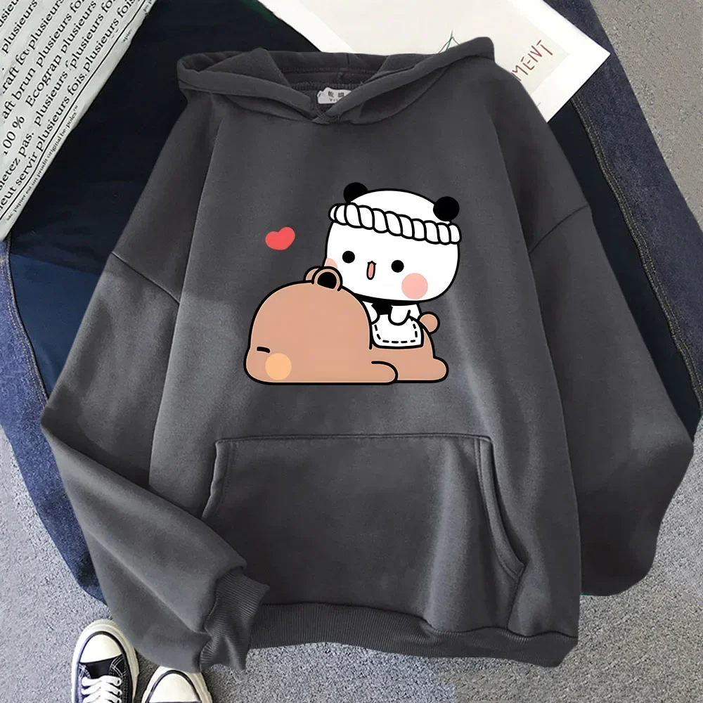 Kawaii BuBu Panda Massaging Her Love Sleepy DuDu Bear Hoodies Cute Panda Bear Sweatshirt Women/Men's Clothes Korean Styele Tops