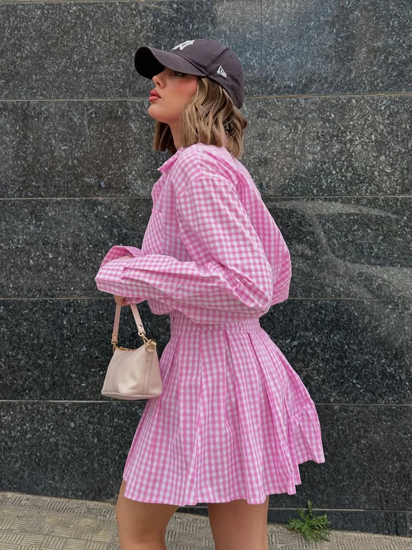 Marthaqiqi Kraciasty, swobodny damski komplet piżamowy z kołnierzykiem, odzież do spania, koszule nocne z długim rękawem, spódnice, zimowy zestaw bielizny nocnej dla kobiet