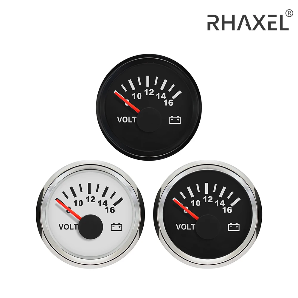 RHAXEL 52Mm (2 ") đa Năng Kỹ Thuật Số Vôn Kế Điện Áp Đo Mét 8-32V Cho Xe Thuyền Xe Máy Đỏ Đèn Nền