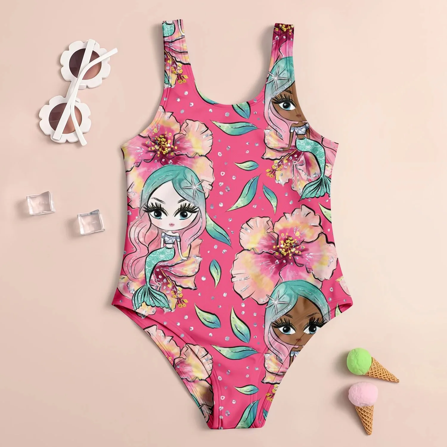 Summer Children\'s Swimsuit Cartoon Mermaid 3d Print Miniso Cute Girl Swimsuit Beach Children\'s Clothing Vacation Baby Swimsuit