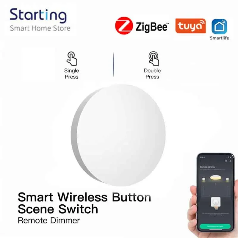 

Tuya ZigBee Button Scene Switch Battery Powered Automation Smart Switch Work With Smart Life Zigbee Devices Multi-scene Linkage