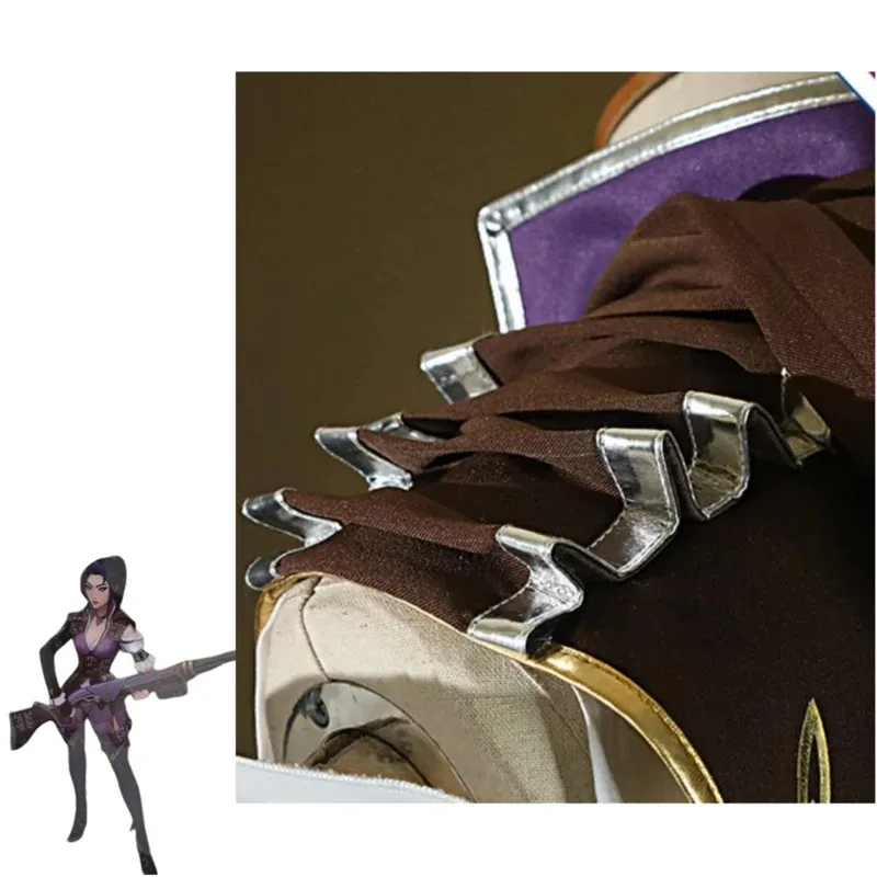 Игра LOL Кейтлин Кирамман Шериф Пилтовера Косплей Костюм Маленький торт Пальто Униформа Ботинка Парик Женский Сексуальный Карнавальный Костюм; 8's, 6;