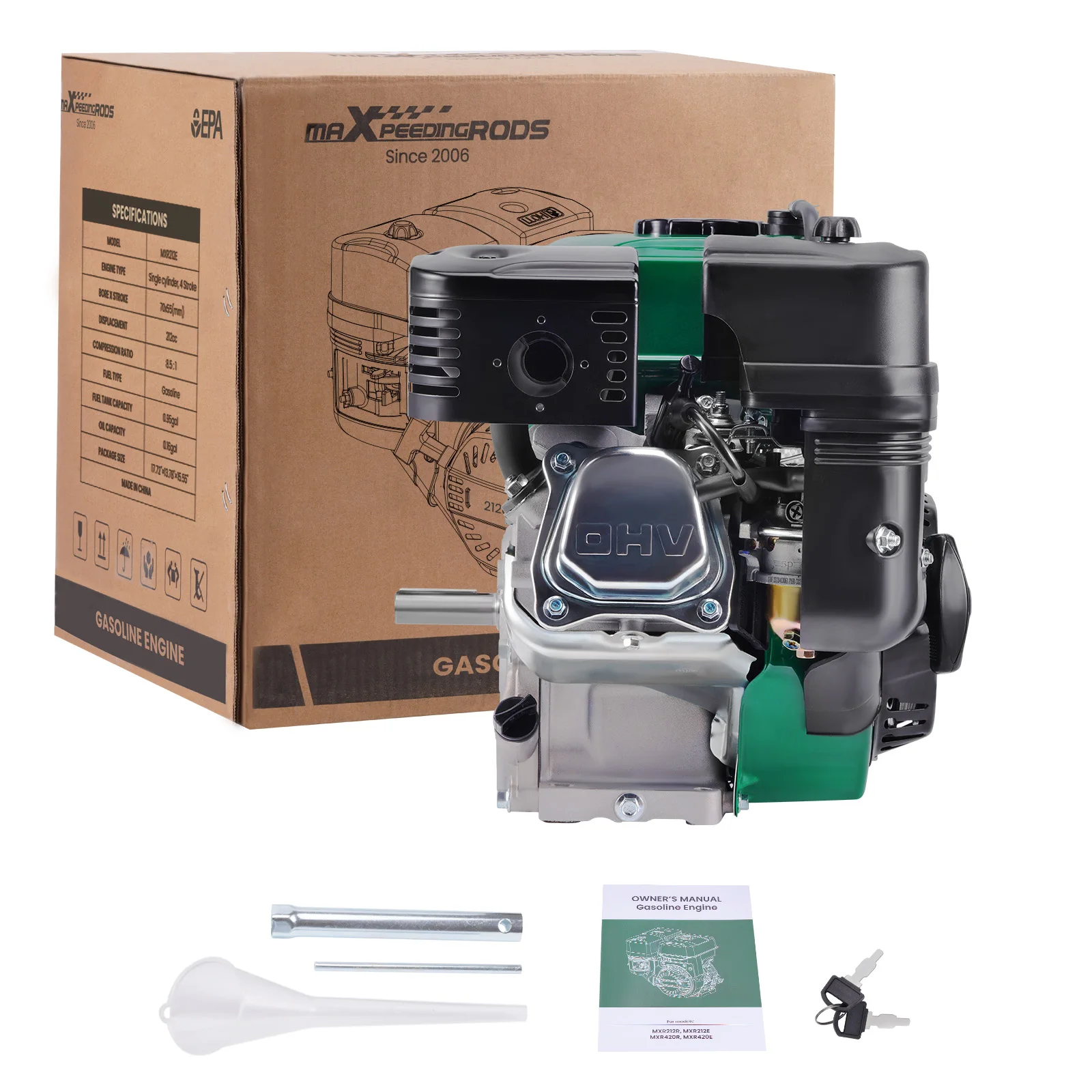 

Двигатель для картинга 7 л.с., 212 куб. см, с электростартером, горизонтальный, OHV, 4-тактный