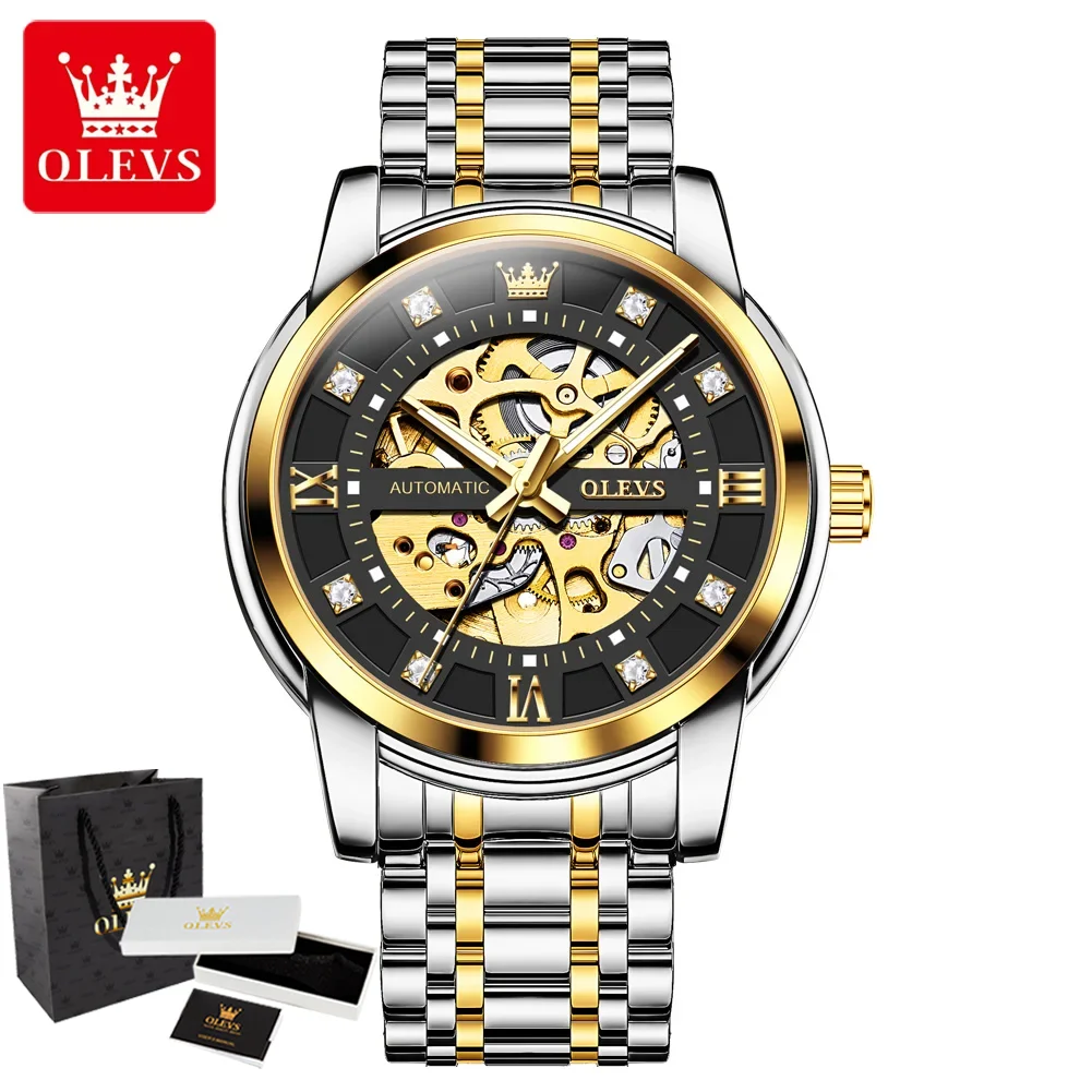 

OLEVS 9901 Mens Watch Luxury Hollowing Mechanical Wristwatch Waterproof Luminous Stainless Steel Fashion Automatic Watch for Man