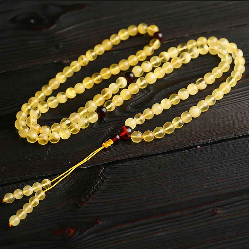 100% Natural Amber Bracelet Mala Beads 108 Necklace Men Women Genuine Baltic Amber Multilayer Tassel Charm Buddha Bead Bracelets