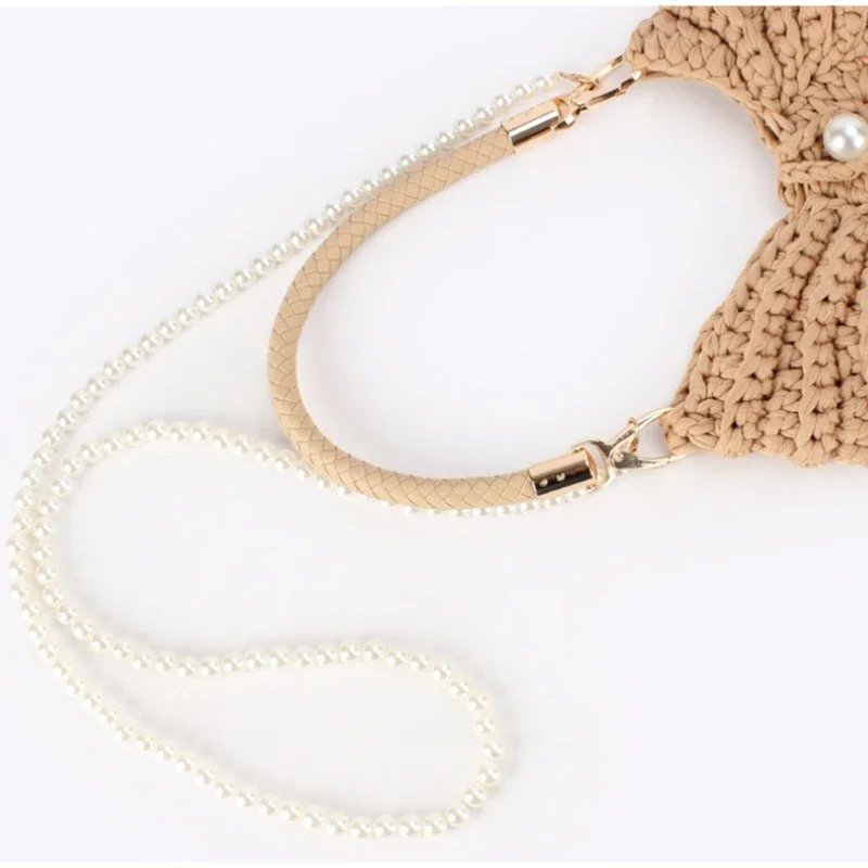 Conch Shell Knit Crochet Umhängetasche, Perlenkette, handgefertigte gewebte Damen-Umhängetasche, elegante, zarte, süße, kompakte Geldbörse – Detail 36