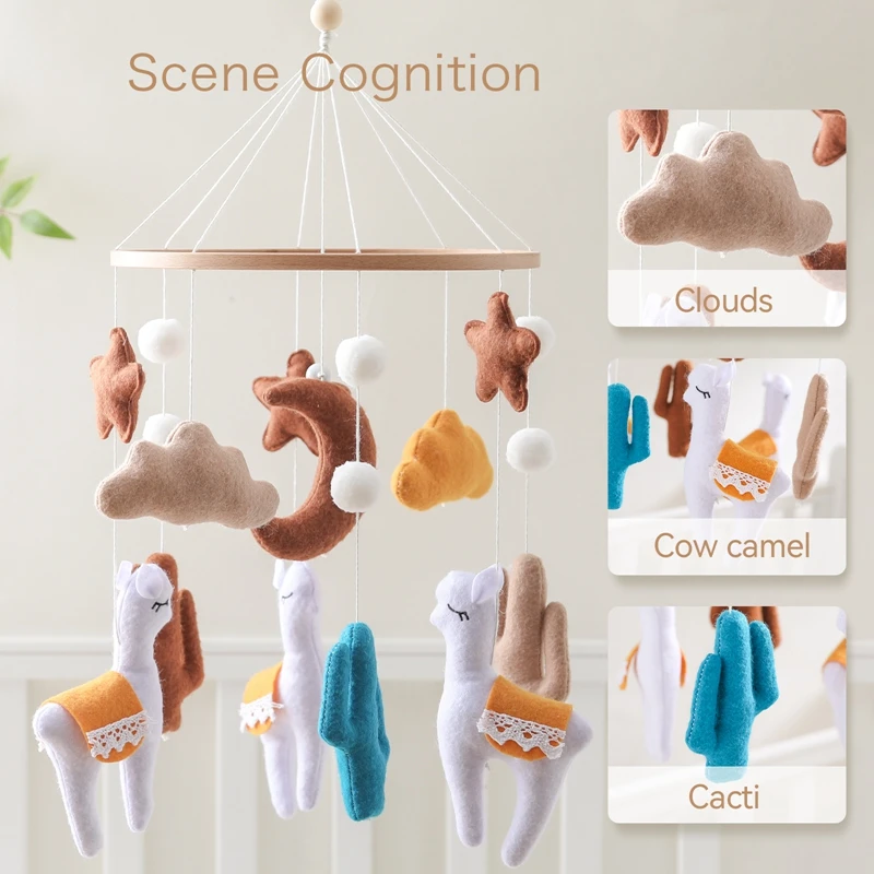 เปลเด็ก Mobile Bed Bell Rattle ของเล่น Soft Felt การ์ตูน Alpaca Cloudy Star Moon แขวนเตียง Bell Mobile Crib Bracket ของเล่นเด็กของขวัญ