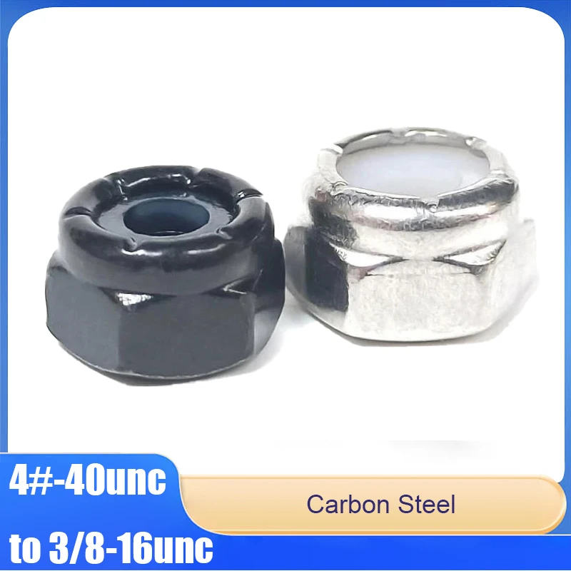 

American Standard White Zinc Plated/Black Zinc Plated Nylon Insert Lock Nuts Carbon Steel 4#-40unc 5#-40unc-3/8-16unc