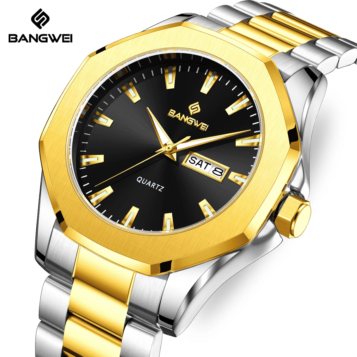

BANGWEI Original Luxury Quartz Man Watch Top Brand Fashion Casual Calendar Week Classic Waterproof Stainless Steel Men's Watches
