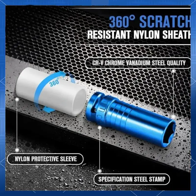 AA77 15/17/19/21/22Mm Hex Sockets Pneumatic Wrench Tire Screw Hexagonal Sleeve Tire Protection Impact Nut Socket