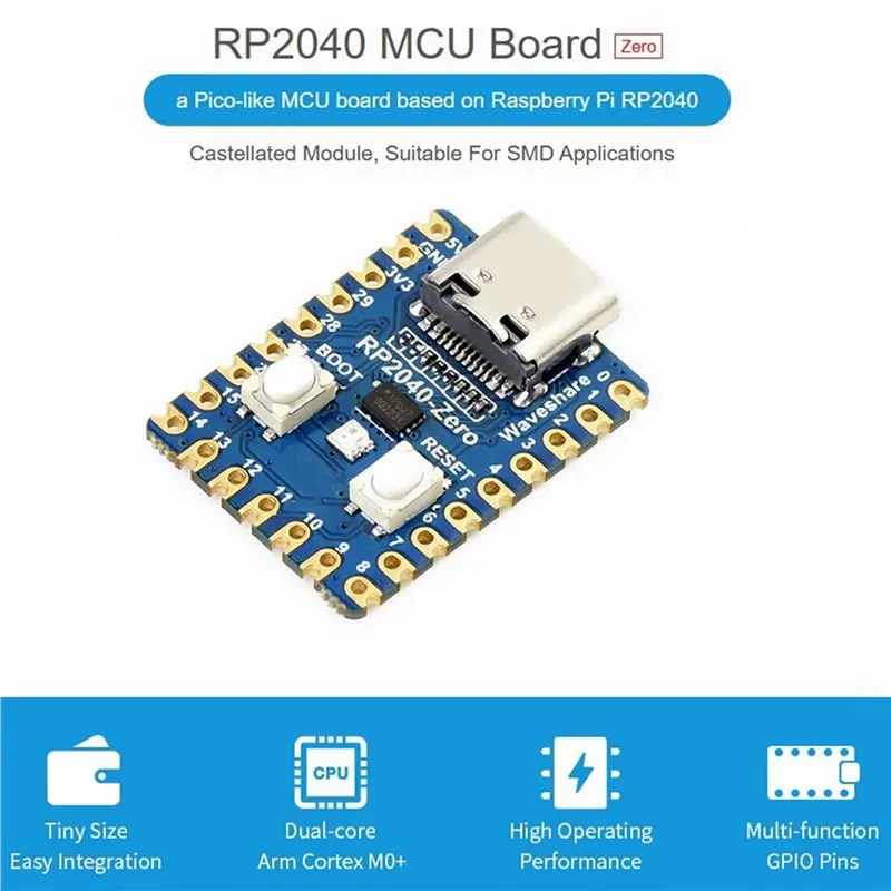 A33T-RP2040-Zero Microcontroller Development Board For Raspberry Pi RP2040 Dual-Core Cortex M0+ Processor 2MB Flash 20Pcs