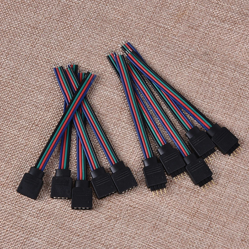 10Pcs 4Pin Male + Female Connector Cable Wire for 3528 5050 LED Strip Light