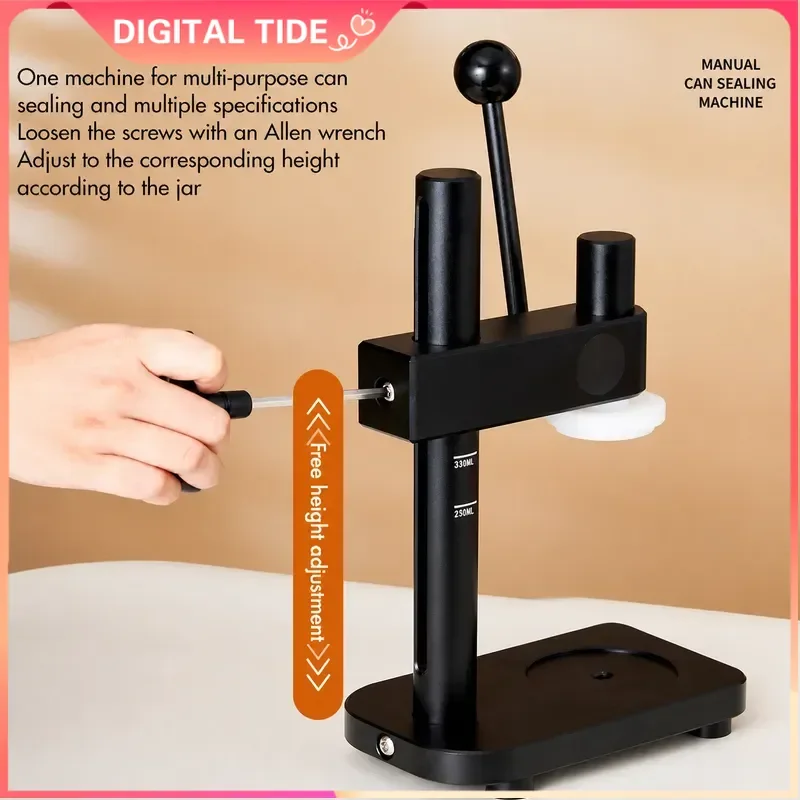 Manual Can Sealer Portable Bottle Capping Machine Hand Operated Closing Tool for Craft Beverage Home Brewing Jar Lid Sealing