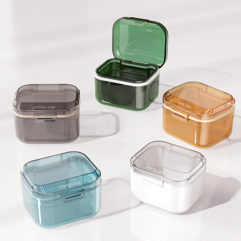 Three-Tier Multifunctional Aligner Storage Box, 3-in-1 Soaking/Draining/Storage, Frosted Semi-Transparent Design for Privacy