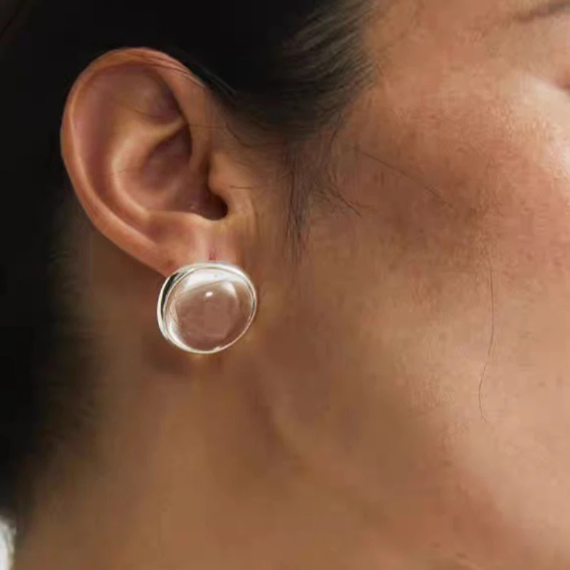 

Модные медные платиновые стеклянные серьги с бусинами, кольцо, женские минималистичные художественные ювелирные аксессуары